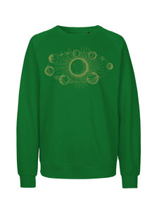 Bio Damen Sweatshirt Loose Fit Sonnensystem - Peaces.bio - handbedruckte Biomode
