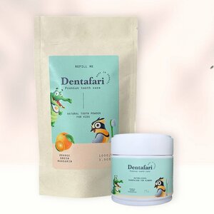 Zahnpulver Starter Refillset für Kinder Orange + grüne Mandarine - Dentafari