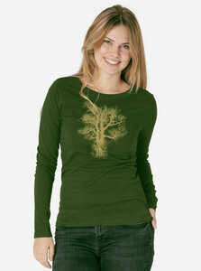 Bio-Damen-Langarmshirt Chestnut - Peaces.bio - handbedruckte Biomode