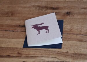 Handbedruckte Stoff-Grußkarte "Hirsch" mit Briefumschlag - luscinia