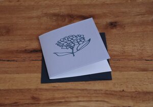 Handbedruckte Stoff-Grußkarte "Hortensien" mit Briefumschlag - luscinia