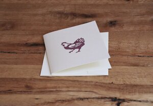 Handbedruckte Stoff-Grußkarte "Huhn" mit Briefumschlag - luscinia