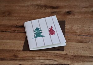 Handbedruckte Stoff-Grußkarte "Im Wald" mit Briefumschlag - luscinia
