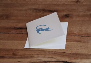 Handbedruckte Stoff-Grußkarte "Katze" mit Briefumschlag - luscinia