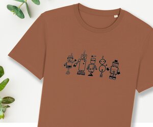 T-Shirt "Roboter", Herrenshirt, bedruckt, Handsiebdruck - Spangeltangel