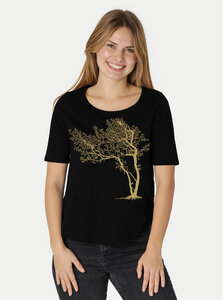 Damen Halbarm-Shirt Fancy Tree - Peaces.bio - handbedruckte Biomode