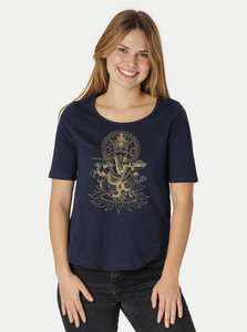 Damen Halbarm-Shirt Ganesha - Peaces.bio - handbedruckte Biomode
