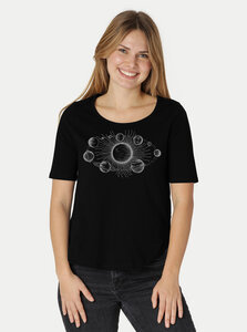 Damen Halbarm-Shirt Sonnensystem - Peaces.bio - handbedruckte Biomode