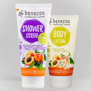benecos - Naturkosmetik Geschenkset Peel & Cream - Bodylotion Aprikose & Shower Scrub Aprikose - benecos
