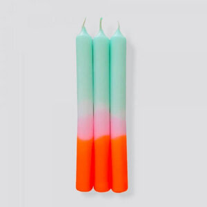 Dip Dye Neon Stabkerzen im 3er Set - 210 x 21 mm - pinkstories