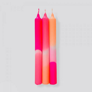 Dip Dye Neon Stabkerzen im 3er Set - 210 x 21 mm - pinkstories