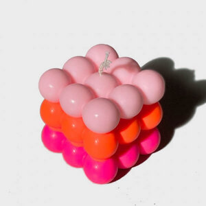 Dip Dye Neon Bubble Kerze, 65 x 65 mm - pinkstories