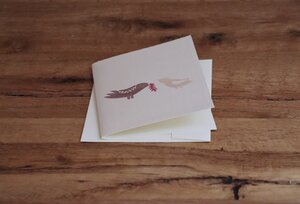 Handbedruckte Stoff-Grußkarte "Liebe" mit Briefumschlag - luscinia
