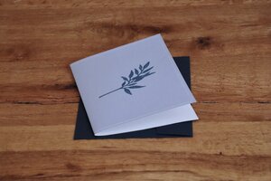 Handbedruckte Stoff-Grußkarte "Pflanze" mit Briefumschlag - luscinia