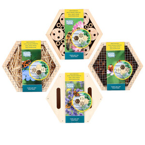 Insektenhotel Buzzy® Home Hexagon - Set mit 4 Kästen für Bienen, Käfer  - Buzzy®