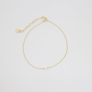 Fußkette 'single pearl' mit Süsswasserperle Silber/vergoldet - fejn jewelry