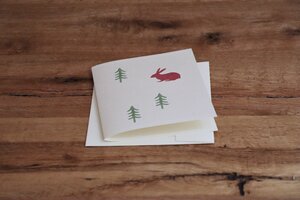 Handbedruckte Stoff-Grußkarte "Wald" mit Briefumschlag - luscinia