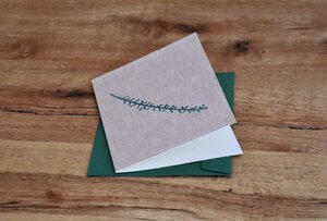 Handbedruckte Stoff-Grußkarte "Zimmerpflanze" mit Briefumschlag - luscinia