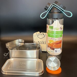 Sparset: JuNiki´s® Edelstahl Lunchbox + Würstchen® Trinkverschluss - JN JuNiki's
