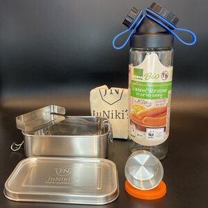 Sparset: JuNiki´s® Edelstahl Lunchbox + Würstchen® Trinkverschluss - JN JuNiki's