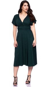 NORA Midikleid in Wickeloptik mit geraffter Taille - Ingoria