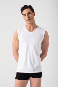 Business Unterhemd 4er Pack ärmellos mit V-Ausschnitt für Herren, Slim Fit - Burnell & Son