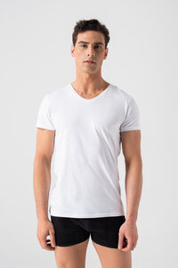 Unterhemd Herren V-Ausschnitt 3er Pack - T-Shirt Extra Lang mit Kurzarm Slim Fit - Burnell & Son