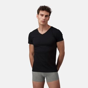 Unterhemd Herren V-Ausschnitt 3er Pack - T-Shirt Extra Lang mit Kurzarm Slim Fit - Burnell & Son