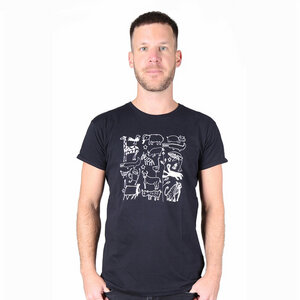 Herren Print T-Shirt aus Bio-Baumwolle SERENGETI Schwarz - Kipepeo-Clothing