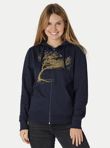 Bio Damen-Zip-Hoodie Windy Tree - Peaces.bio - handbedruckte Biomode
