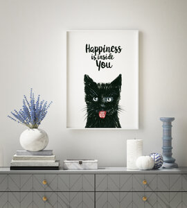 Kunstdruck Happy Cat - Urban Jungle Stories