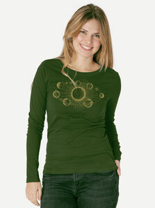 Bio-Damen-Langarmshirt Sonnensystem - Peaces.bio - handbedruckte Biomode