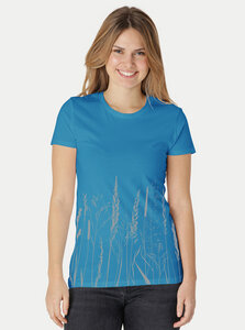Damen Fit T-Shirt Gräservielfalt - Peaces.bio - handbedruckte Biomode