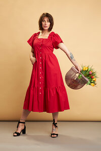 Kleid "Lola" aus Bio-Baumwolle rot - Skrabak