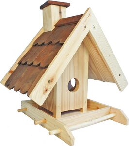 Vogelhaus - Holzdach – Fichte – Größe: L: 24 cm x B: 30 cm x H: 31 cm - ReineNatur