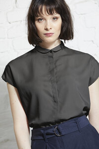 Damen Bluse aus Lyocell (TENCEL) "Square blouse small collar 1/2" - Wunderwerk