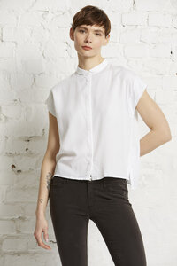 Damen Bluse aus Lyocell (TENCEL) "Square blouse small collar 1/2" - Wunderwerk