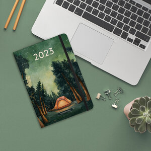 Nachhaltiger Jahresplaner 2023 A5 aus Graspapier - Samaya „Wanderlust“ (DE/EN) - Matabooks