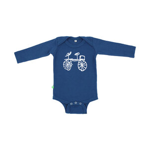 Langarmbody Baby Body aus Bio-Baumwolle BAISIKELI Fahrrad Blau. - Kipepeo-Clothing