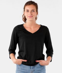 Damen Dreiviertel-Arm Shirt mit V-Neck aus Bio-Baumwolle und TENCEL Modal - liebhaben