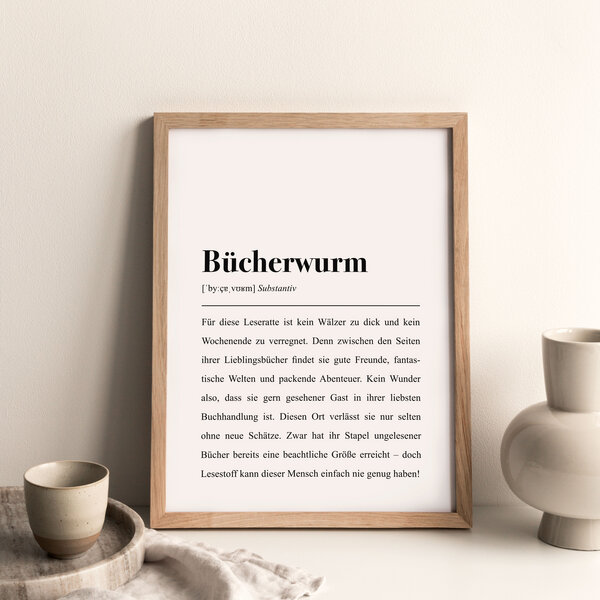 aemmi Bücherwurm / Leseratte Spruch DIN A4 Poster Avocadostore