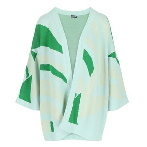 Strickjacke Kimono 7/8 Colorblocking grün - Lily Balou