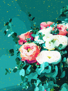 Poster / Leinwandbild - Floral & Confetti - Photocircle