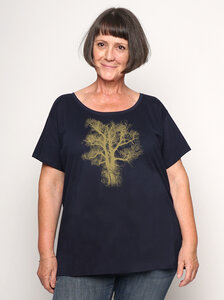 Bio-Damen-Loosefit-T-Shirt Chestnut - Peaces.bio - handbedruckte Biomode