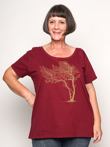 Bio-Damen-Loosefit-T-Shirt Fancy Tree - Peaces.bio - handbedruckte Biomode