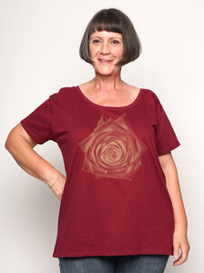 Bio-Damen-Loosefit-T-Shirt Rose - Peaces.bio - handbedruckte Biomode