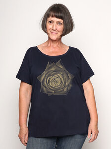 Bio-Damen-Loosefit-T-Shirt Rose - Peaces.bio - handbedruckte Biomode