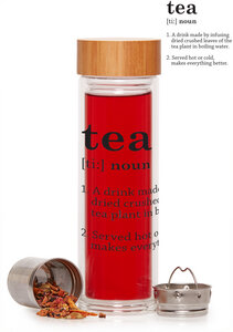Glasflasche mit Teeeinsatz - dekorativer Deckel 0,45 l - elasto