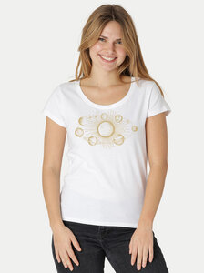 Bio-Damen-Loosefit-T-Shirt Sonnensystem - Peaces.bio - handbedruckte Biomode