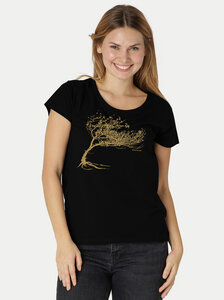 Bio-Damen-Loosefit-T-Shirt Windy Tree - Peaces.bio - handbedruckte Biomode